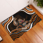 Personalized Wests Tigers Rugby Rubber Doormat Aboriginal Dot Art - Dreamtime Rugby Mascot