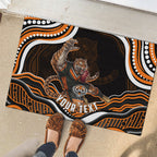 Personalized Wests Tigers Rugby Rubber Doormat Aboriginal Dot Art - Dreamtime Rugby Mascot