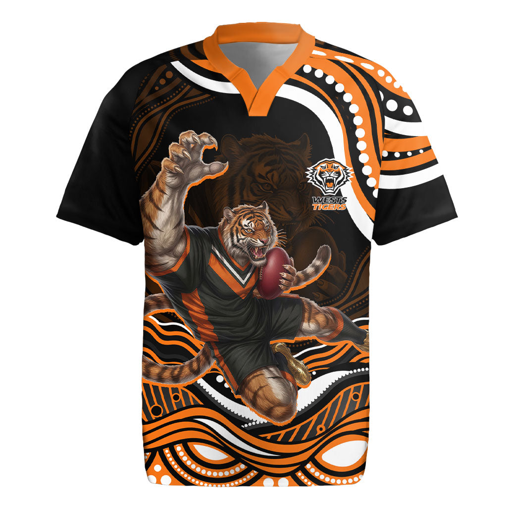 Personalized Wests Tigers Rugby Rugby Jersey Aboriginal Dot Art - Dreamtime Rugby Mascot