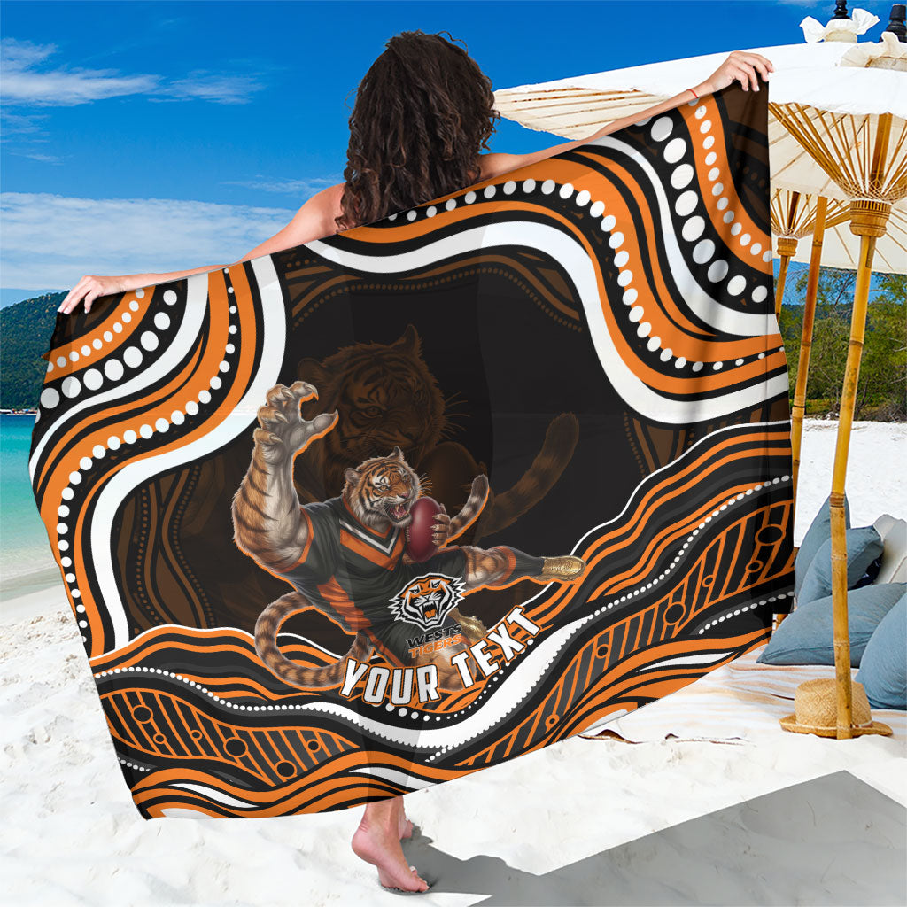 Personalized Wests Tigers Rugby Sarong Aboriginal Dot Art - Dreamtime Rugby Mascot