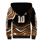 Personalized Wests Tigers Rugby Sherpa Hoodie Aboriginal Dot Art - Dreamtime Rugby Mascot