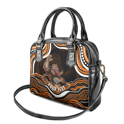 Personalized Wests Tigers Rugby Shoulder Handbag Aboriginal Dot Art - Dreamtime Rugby Mascot