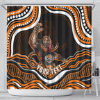 Personalized Wests Tigers Rugby Shower Curtain Aboriginal Dot Art - Dreamtime Rugby Mascot