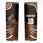 Personalized Wests Tigers Rugby Skinny Tumbler Aboriginal Dot Art - Dreamtime Rugby Mascot