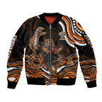 Personalized Wests Tigers Rugby Sleeve Zip Bomber Jacket Aboriginal Dot Art - Dreamtime Rugby Mascot