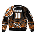 Personalized Wests Tigers Rugby Sleeve Zip Bomber Jacket Aboriginal Dot Art - Dreamtime Rugby Mascot