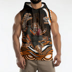 Personalized Wests Tigers Rugby Sleeveless Hoodie Aboriginal Dot Art - Dreamtime Rugby Mascot