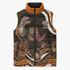 Personalized Wests Tigers Rugby Sleeveless Puffer Jacket Aboriginal Dot Art - Dreamtime Rugby Mascot