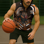 Personalized Wests Tigers Rugby Sleeveless Zip Hoodie Aboriginal Dot Art - Dreamtime Rugby Mascot