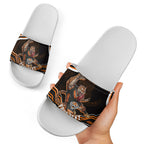 Personalized Wests Tigers Rugby Slide Sandals Aboriginal Dot Art - Dreamtime Rugby Mascot