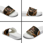 Personalized Wests Tigers Rugby Slide Sandals Aboriginal Dot Art - Dreamtime Rugby Mascot