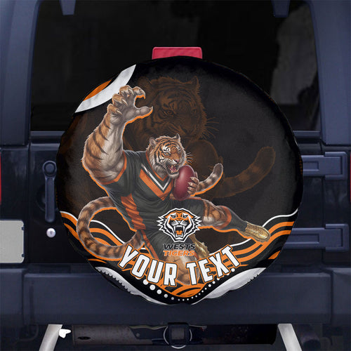 Personalized Wests Tigers Rugby Spare Tire Cover Aboriginal Dot Art - Dreamtime Rugby Mascot