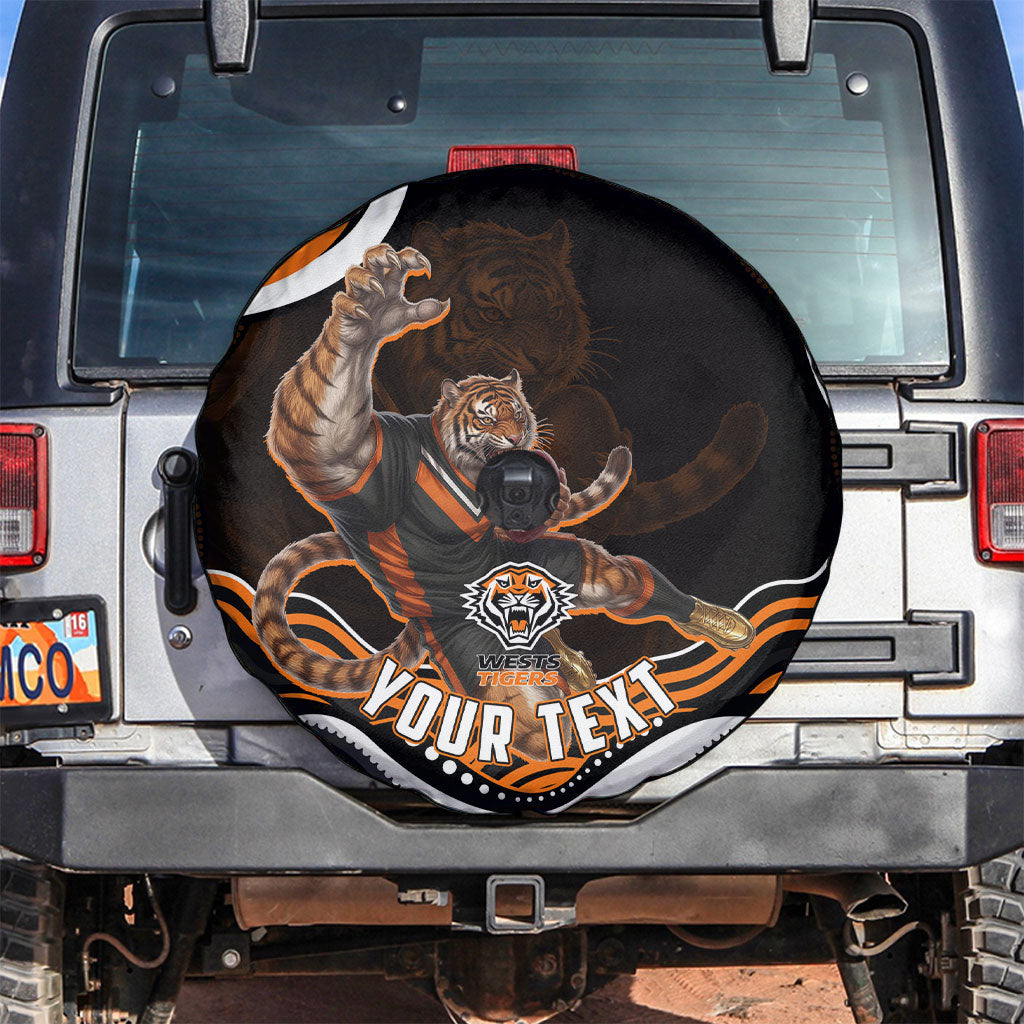 Personalized Wests Tigers Rugby Spare Tire Cover Aboriginal Dot Art - Dreamtime Rugby Mascot