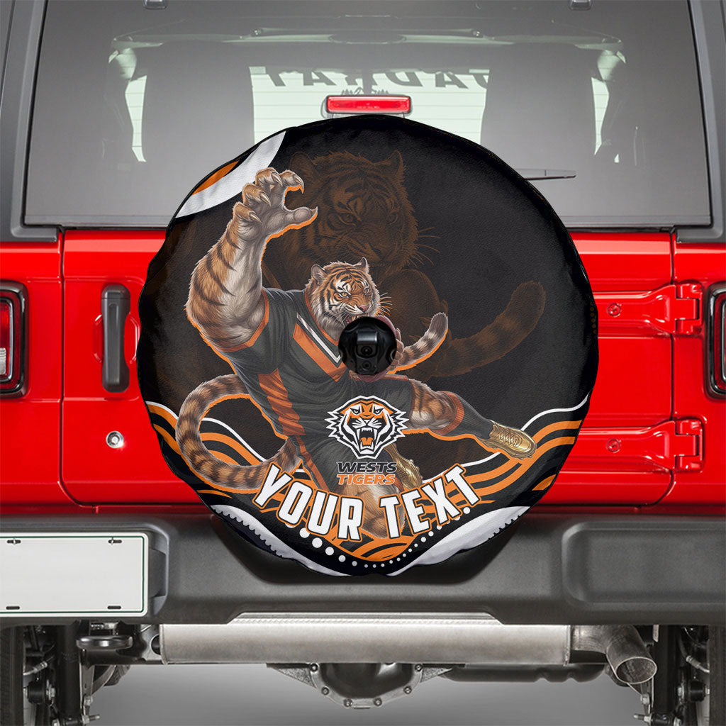 Personalized Wests Tigers Rugby Spare Tire Cover Aboriginal Dot Art - Dreamtime Rugby Mascot