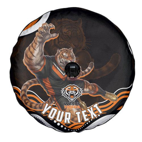 Personalized Wests Tigers Rugby Spare Tire Cover Aboriginal Dot Art - Dreamtime Rugby Mascot