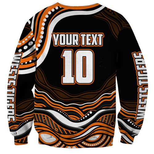 Personalized Wests Tigers Rugby Sweatshirt Aboriginal Dot Art - Dreamtime Rugby Mascot