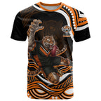 Personalized Wests Tigers Rugby T Shirt Aboriginal Dot Art - Dreamtime Rugby Mascot