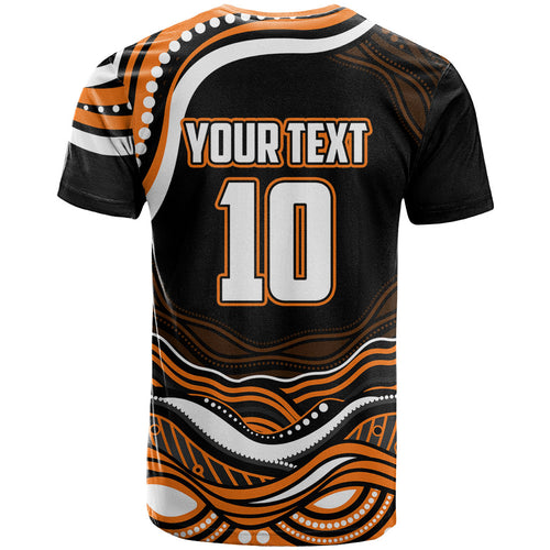 Personalized Wests Tigers Rugby T Shirt Aboriginal Dot Art - Dreamtime Rugby Mascot
