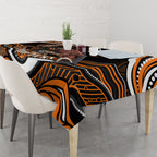Personalized Wests Tigers Rugby Tablecloth Aboriginal Dot Art - Dreamtime Rugby Mascot
