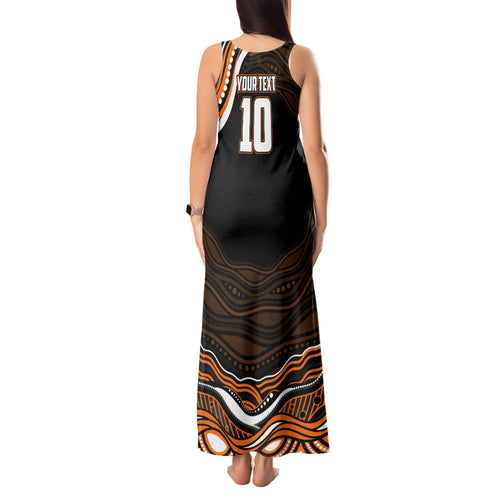 Personalized Wests Tigers Rugby Tank Maxi Dress Aboriginal Dot Art - Dreamtime Rugby Mascot