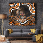 Personalized Wests Tigers Rugby Tapestry Aboriginal Dot Art - Dreamtime Rugby Mascot