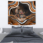 Personalized Wests Tigers Rugby Tapestry Aboriginal Dot Art - Dreamtime Rugby Mascot