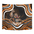 Personalized Wests Tigers Rugby Tapestry Aboriginal Dot Art - Dreamtime Rugby Mascot