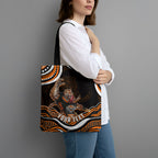 Personalized Wests Tigers Rugby Tote Bag Aboriginal Dot Art - Dreamtime Rugby Mascot