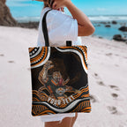 Personalized Wests Tigers Rugby Tote Bag Aboriginal Dot Art - Dreamtime Rugby Mascot