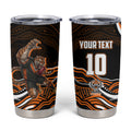 Personalized Wests Tigers Rugby Tumbler Cup Aboriginal Dot Art - Dreamtime Rugby Mascot