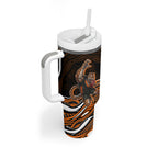 Personalized Wests Tigers Rugby Tumbler With Handle Aboriginal Dot Art - Dreamtime Rugby Mascot