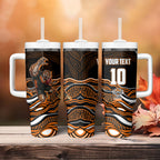 Personalized Wests Tigers Rugby Tumbler With Handle Aboriginal Dot Art - Dreamtime Rugby Mascot