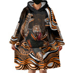 Personalized Wests Tigers Rugby Wearable Blanket Hoodie Aboriginal Dot Art - Dreamtime Rugby Mascot