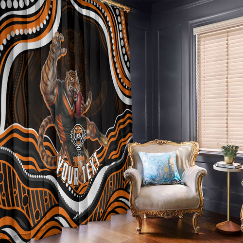 Personalized Wests Tigers Rugby Window Curtain Aboriginal Dot Art - Dreamtime Rugby Mascot