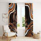 Personalized Wests Tigers Rugby Window Curtain Aboriginal Dot Art - Dreamtime Rugby Mascot