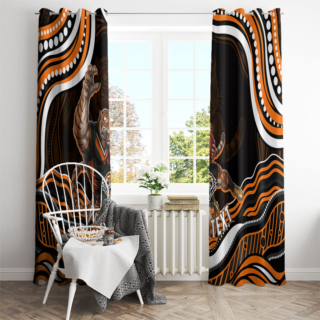 Personalized Wests Tigers Rugby Window Curtain Aboriginal Dot Art - Dreamtime Rugby Mascot