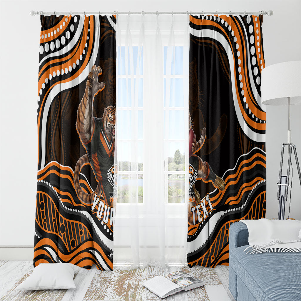 Personalized Wests Tigers Rugby Window Curtain Aboriginal Dot Art - Dreamtime Rugby Mascot
