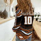 Personalized Wests Tigers Rugby Women Casual Shirt Aboriginal Dot Art - Dreamtime Rugby Mascot