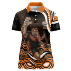 Personalized Wests Tigers Rugby Women Polo Shirt Aboriginal Dot Art - Dreamtime Rugby Mascot