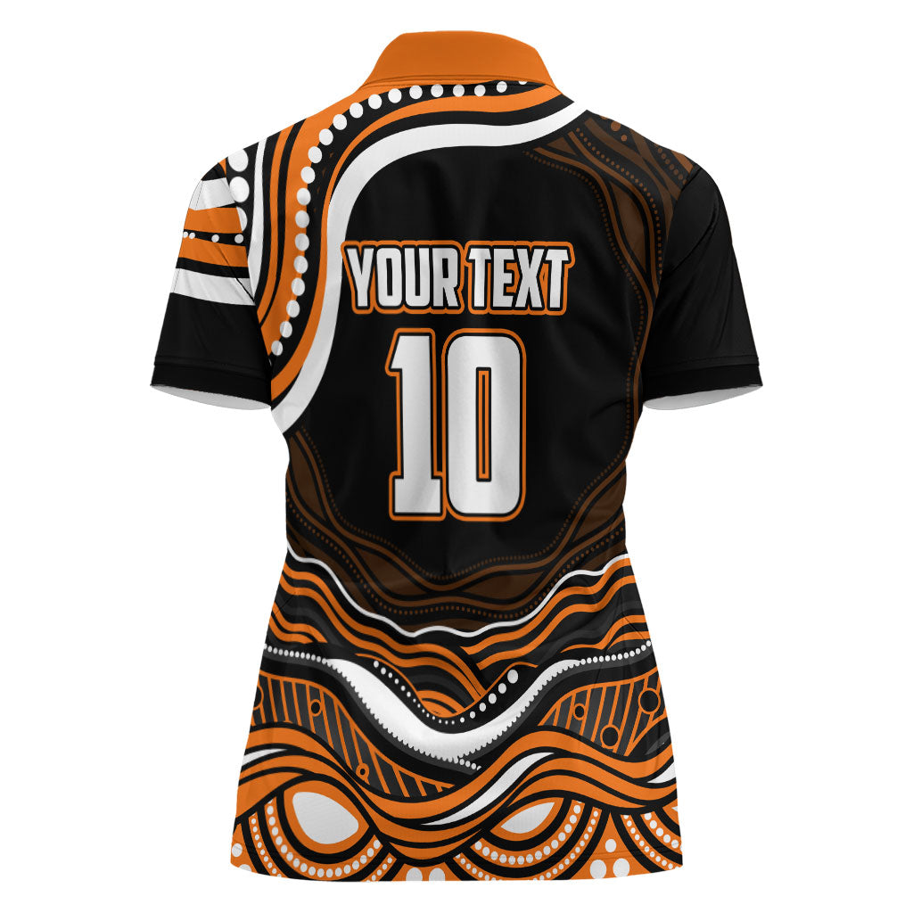 Personalized Wests Tigers Rugby Women Polo Shirt Aboriginal Dot Art - Dreamtime Rugby Mascot
