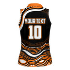 Personalized Wests Tigers Rugby Women Sleeveless Polo Shirt Aboriginal Dot Art - Dreamtime Rugby Mascot