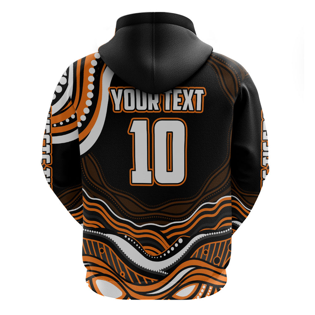 Personalized Wests Tigers Rugby Zip Hoodie Aboriginal Dot Art - Dreamtime Rugby Mascot