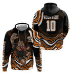 Personalized Wests Tigers Rugby Zip Hoodie Aboriginal Dot Art - Dreamtime Rugby Mascot