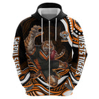 Personalized Wests Tigers Rugby Zip Hoodie Aboriginal Dot Art - Dreamtime Rugby Mascot