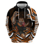 Personalized Wests Tigers Rugby Zip Hoodie Aboriginal Dot Art - Dreamtime Rugby Mascot