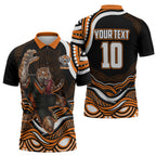 Personalized Wests Tigers Rugby Zipper Polo Shirt Aboriginal Dot Art - Dreamtime Rugby Mascot