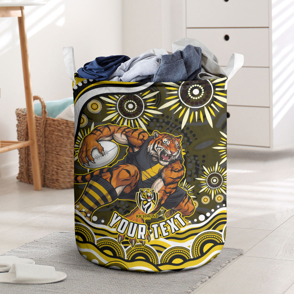 Personalized Richmond Tigers Laundry Basket Aboriginal Dot Art - Dreamtime Football Mascot