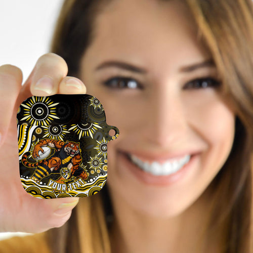 Personalized Richmond Tigers AirPods Case Aboriginal Dot Art - Dreamtime Football Mascot