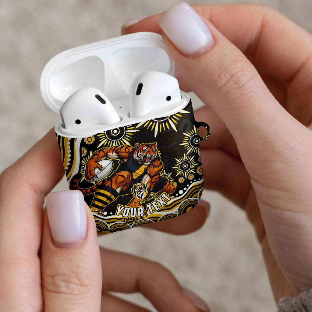 Personalized Richmond Tigers AirPods Case Aboriginal Dot Art - Dreamtime Football Mascot
