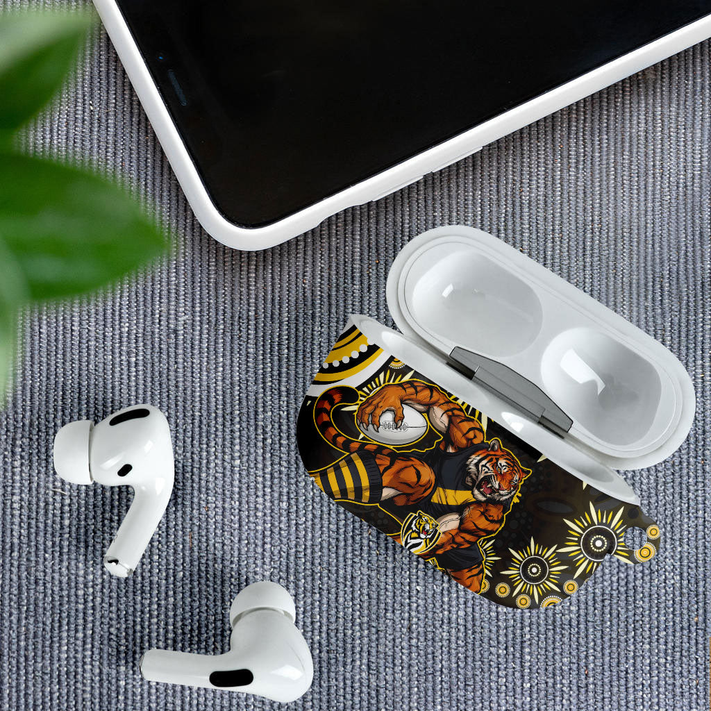 Personalized Richmond Tigers AirPods Case Aboriginal Dot Art - Dreamtime Football Mascot